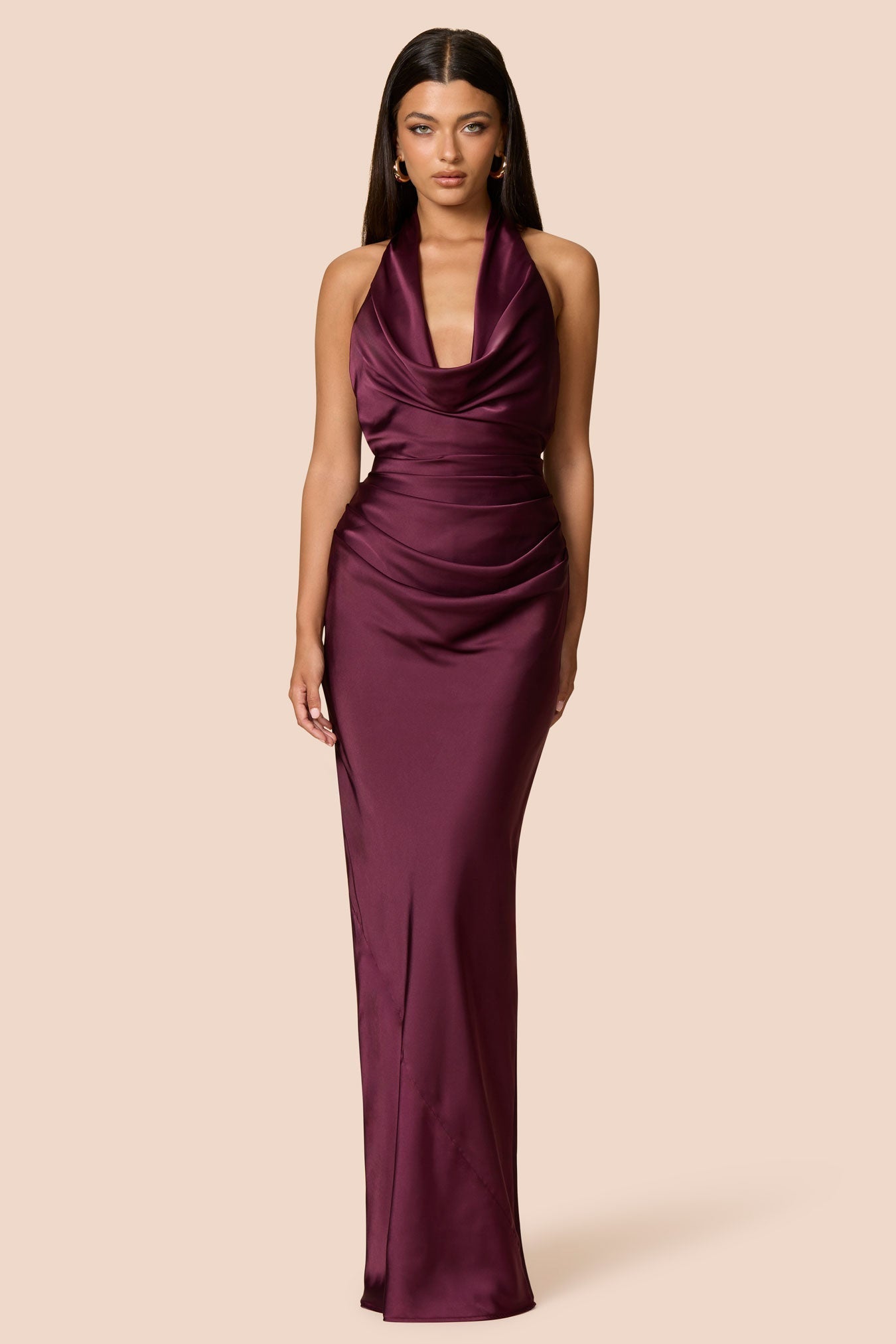 Nookie Penelope Drape Gown - Mulberry (PREORDER)